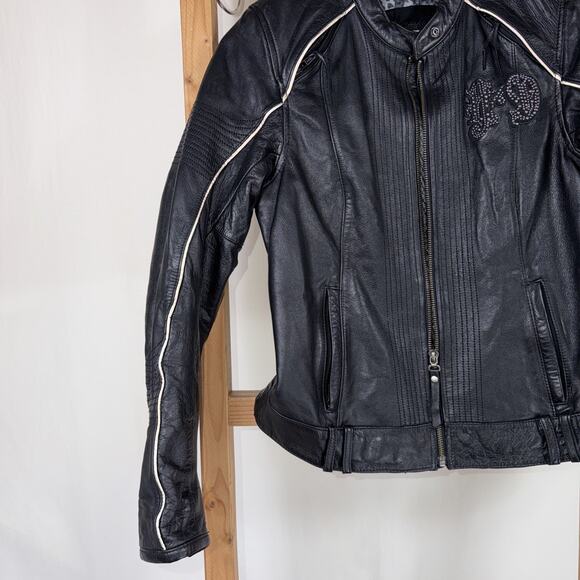 2011 Harley Davidson Temptress Bling Studded Leather Riding Gear Jacket SZ XS - Picture 9 of 10
